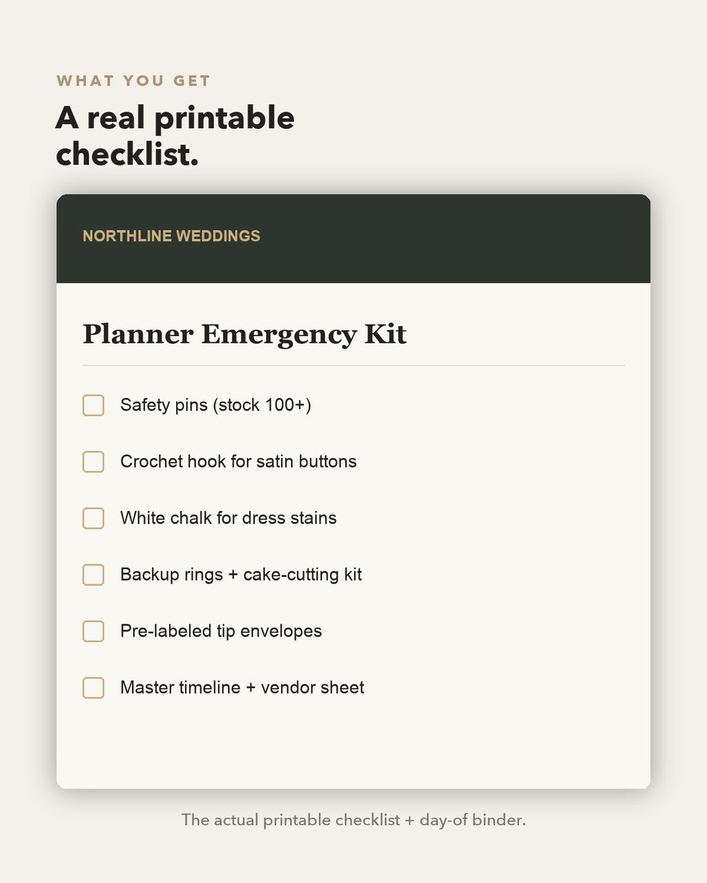 Planner Emergency Kit — printable checklist