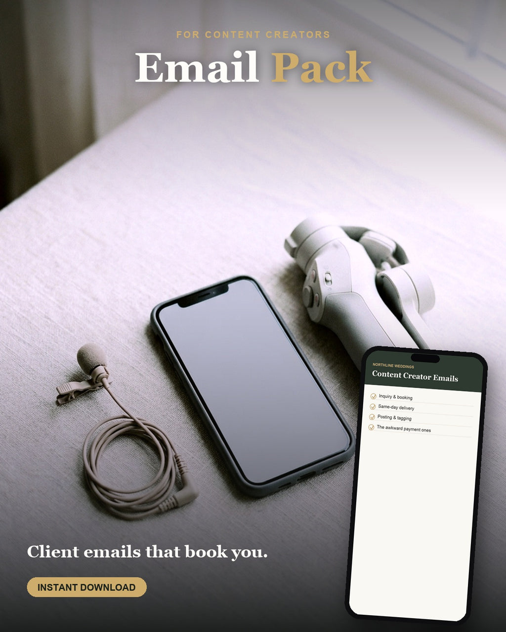 Wedding Content Creator Email Pack — 23 client emails