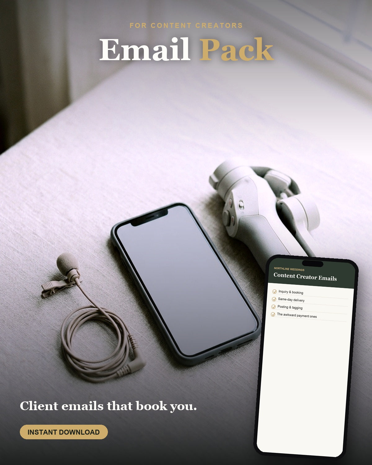 Wedding Content Creator Email Pack — 23 client emails