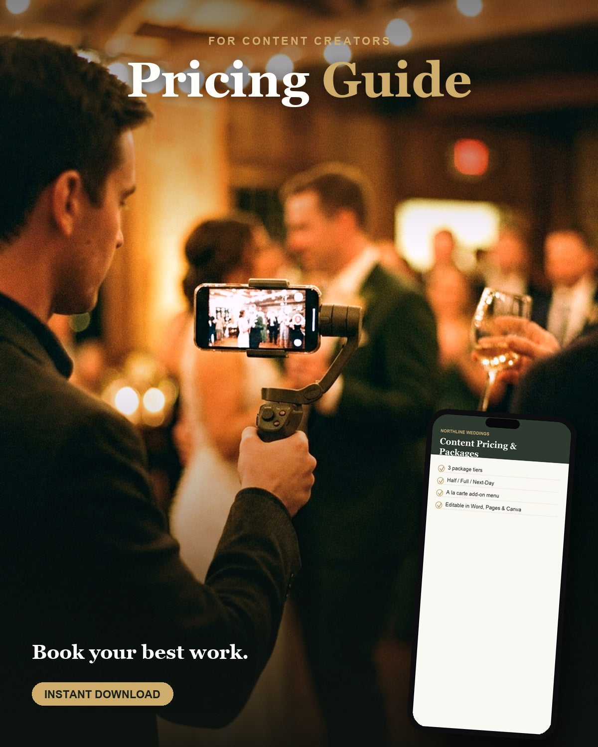 Wedding Content Creator Pricing & Package Guide — editable template