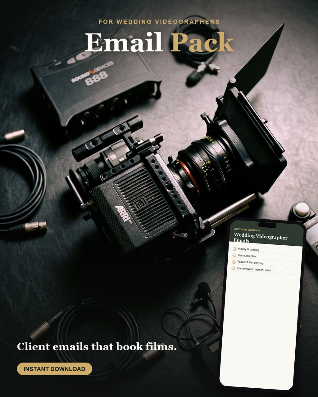 Wedding Videographer Email Pack — 24 client emails