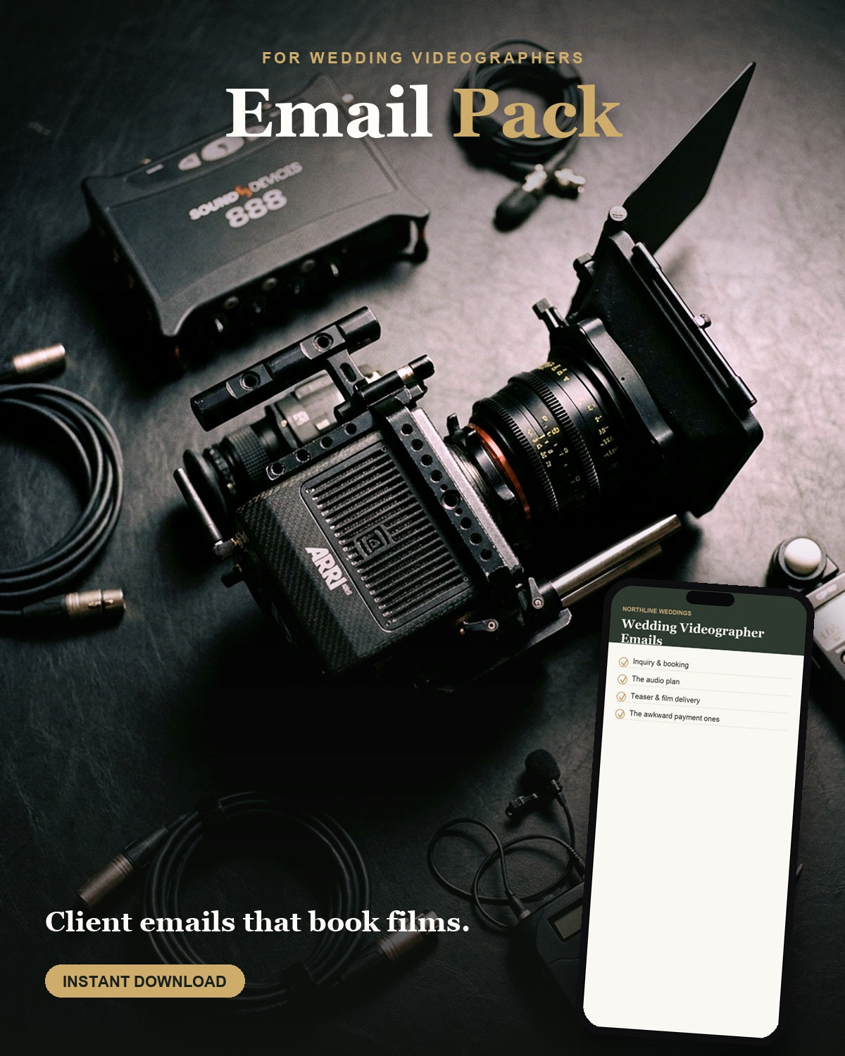 Wedding Videographer Email Pack — 24 client emails