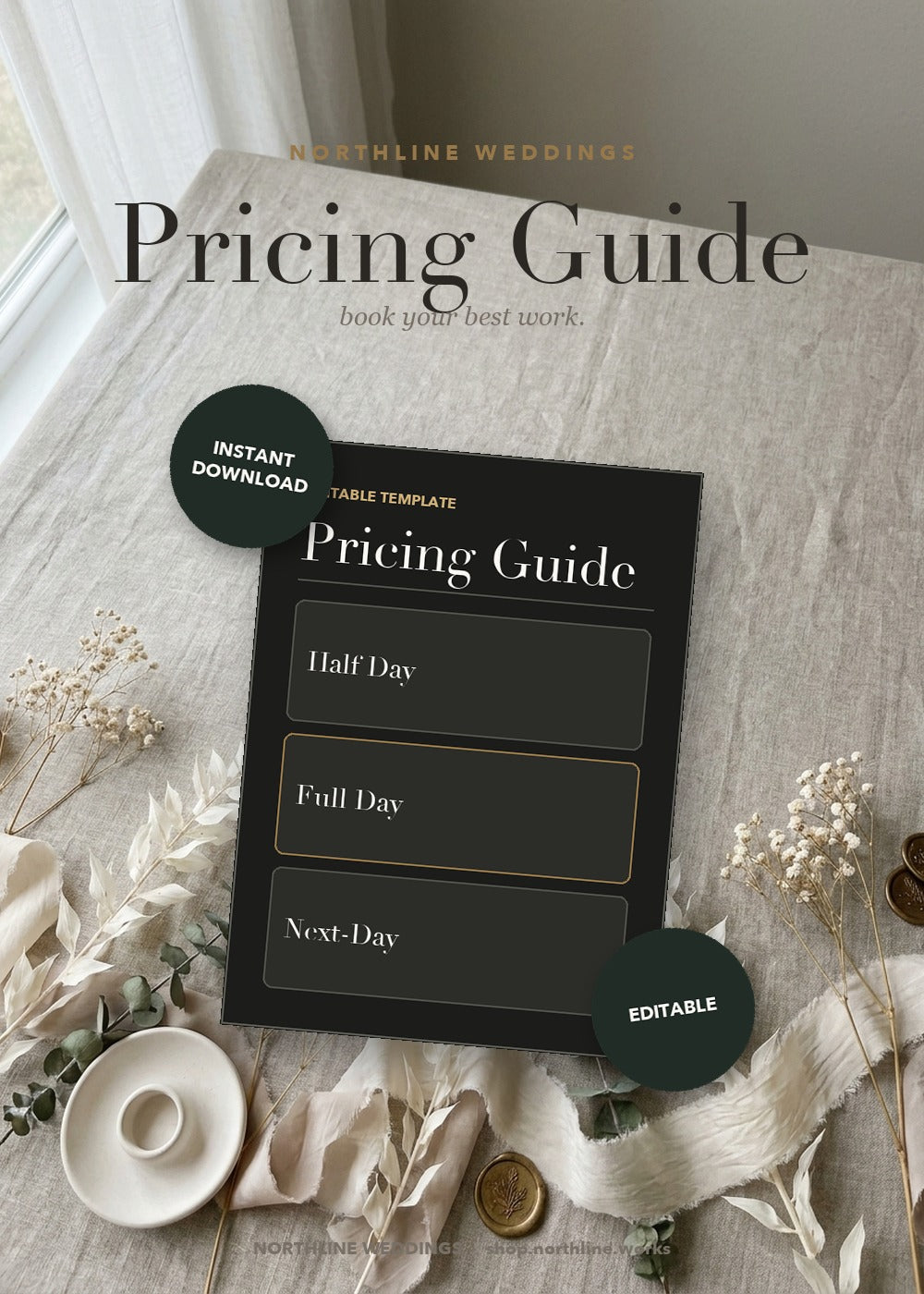 Content Creator Pricing Guide — styled flat lay