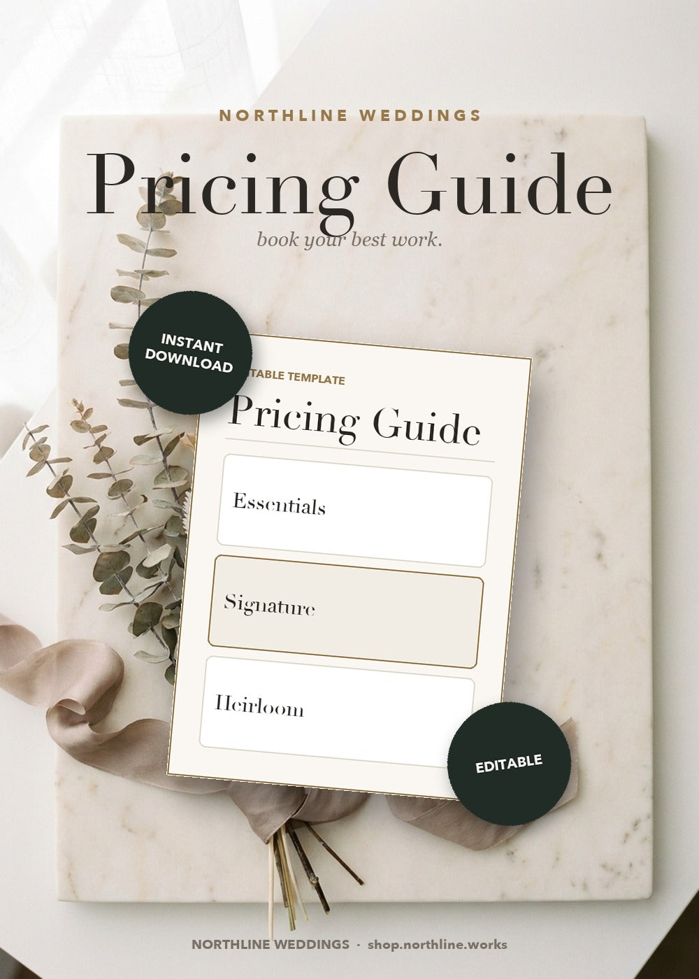 Pricing Guide — styled flat lay